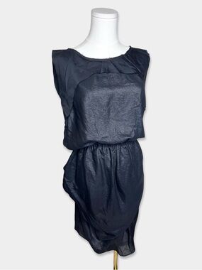 Cotelac Size 1 Sleeveless Black Mini Dress with Blouson Waist
